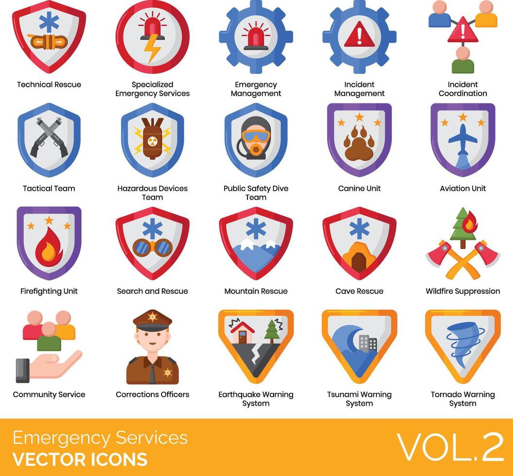 Emergency services icons set vector