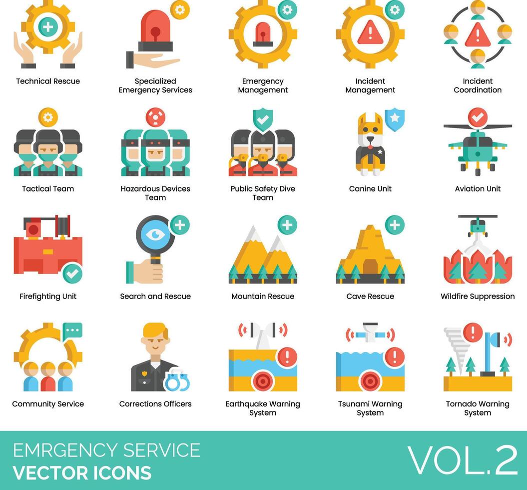 Emergency service icons set vector