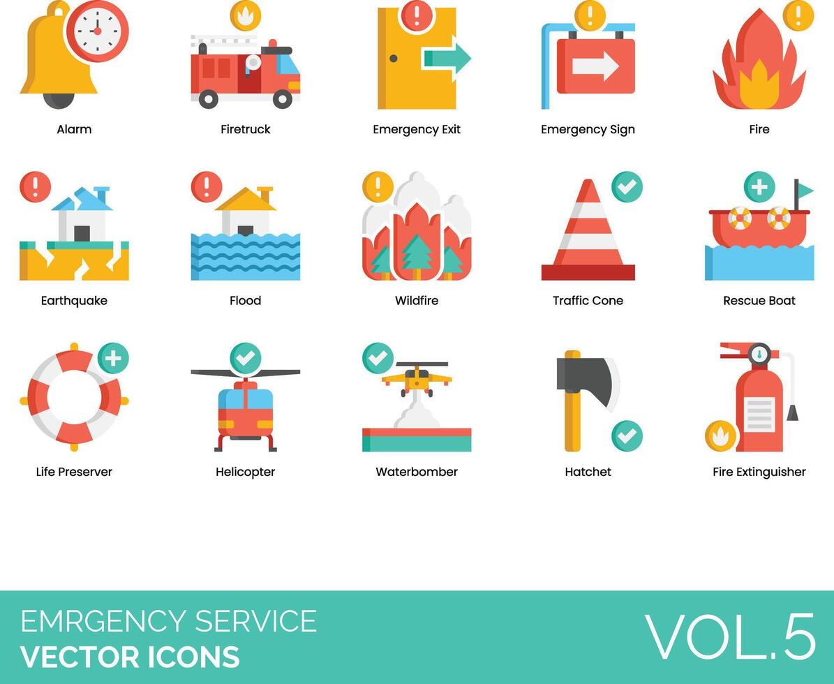 Emergency services icons set, illustration vector