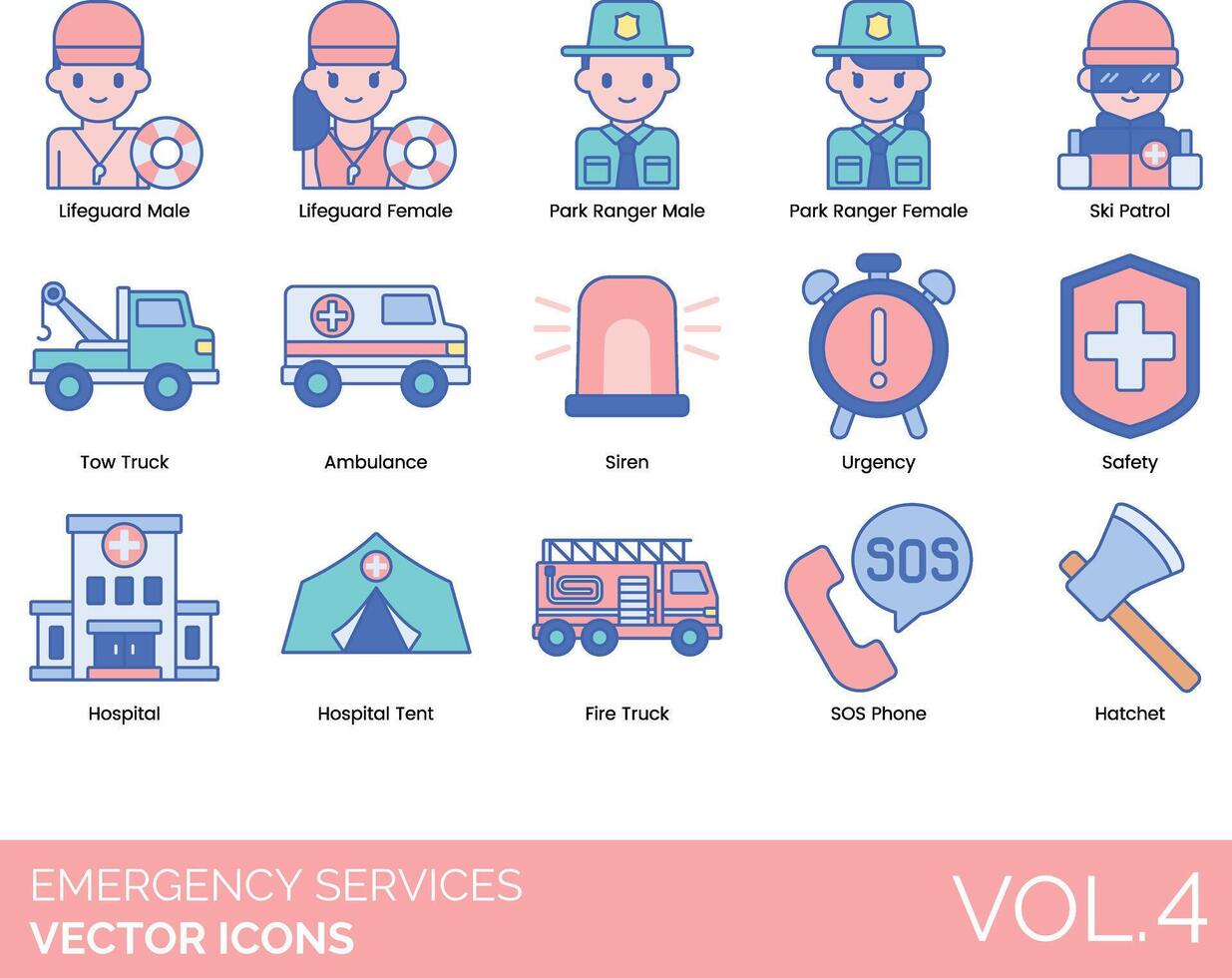Emergency services icons set vector