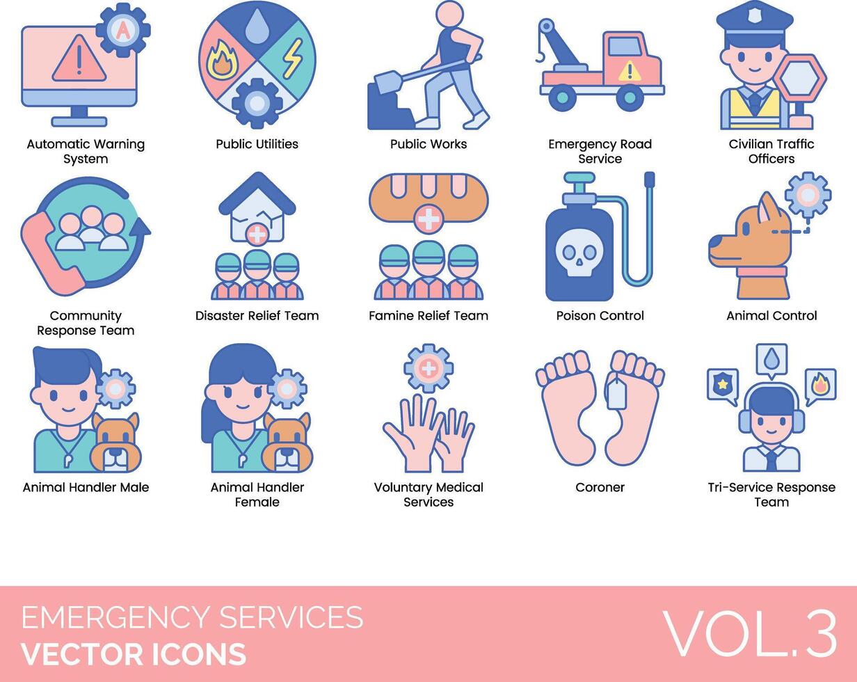 Emergency services icons set vector