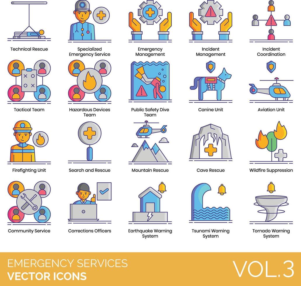 Emergency services icons set, vol 3 vector