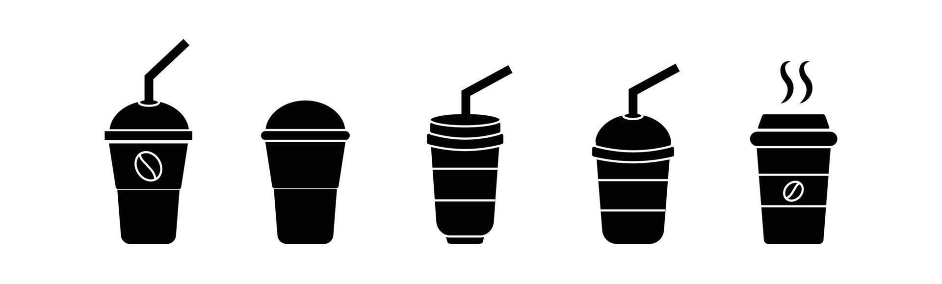 Drink coffee cup icon silhouette. Paper or plastic cups coffee cup icon isolated on white background. Disposable coffee cup icon. vector