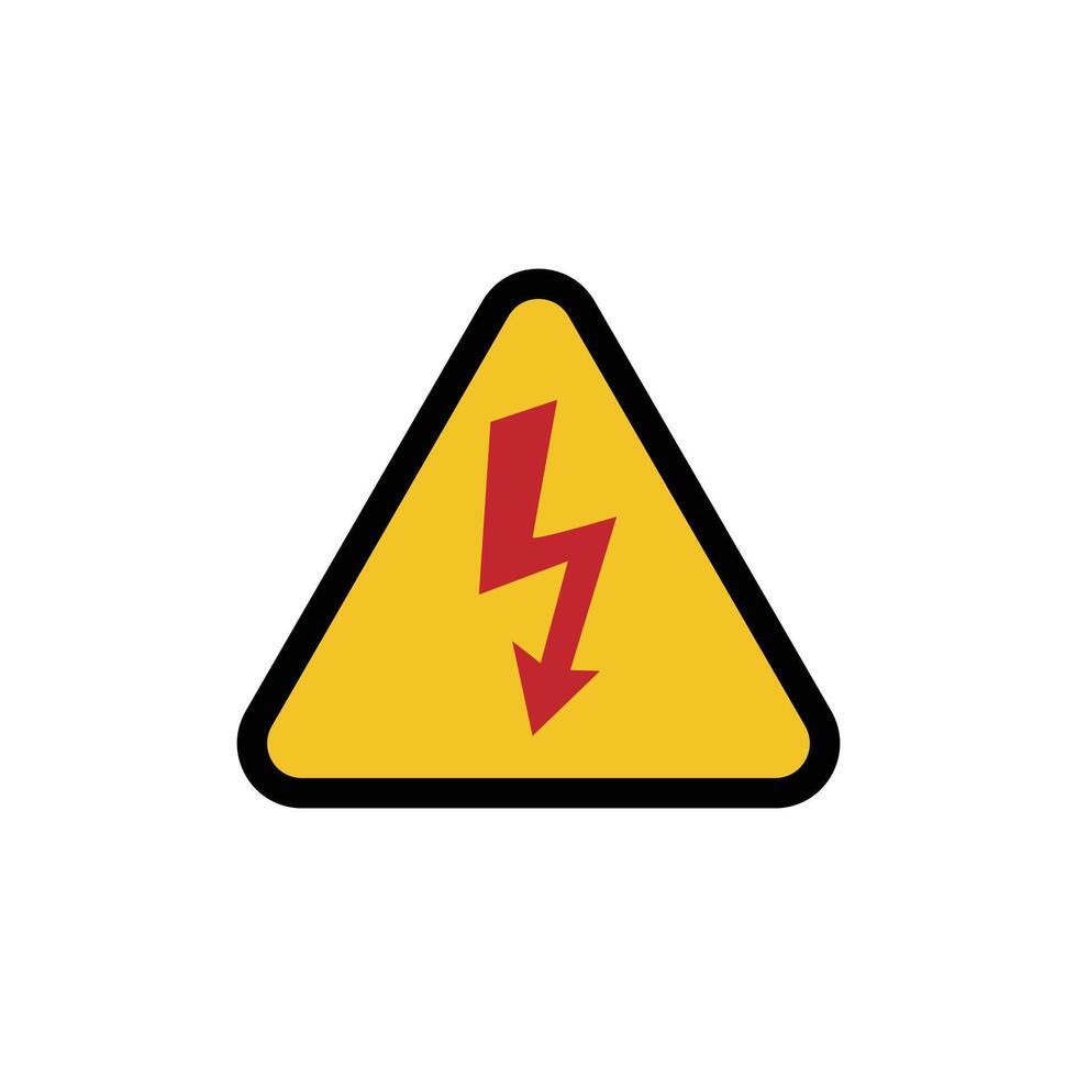 High voltage icon. high voltage warning sign on a yellow triangular board. danger symbol isolated on white background, web button. vector
