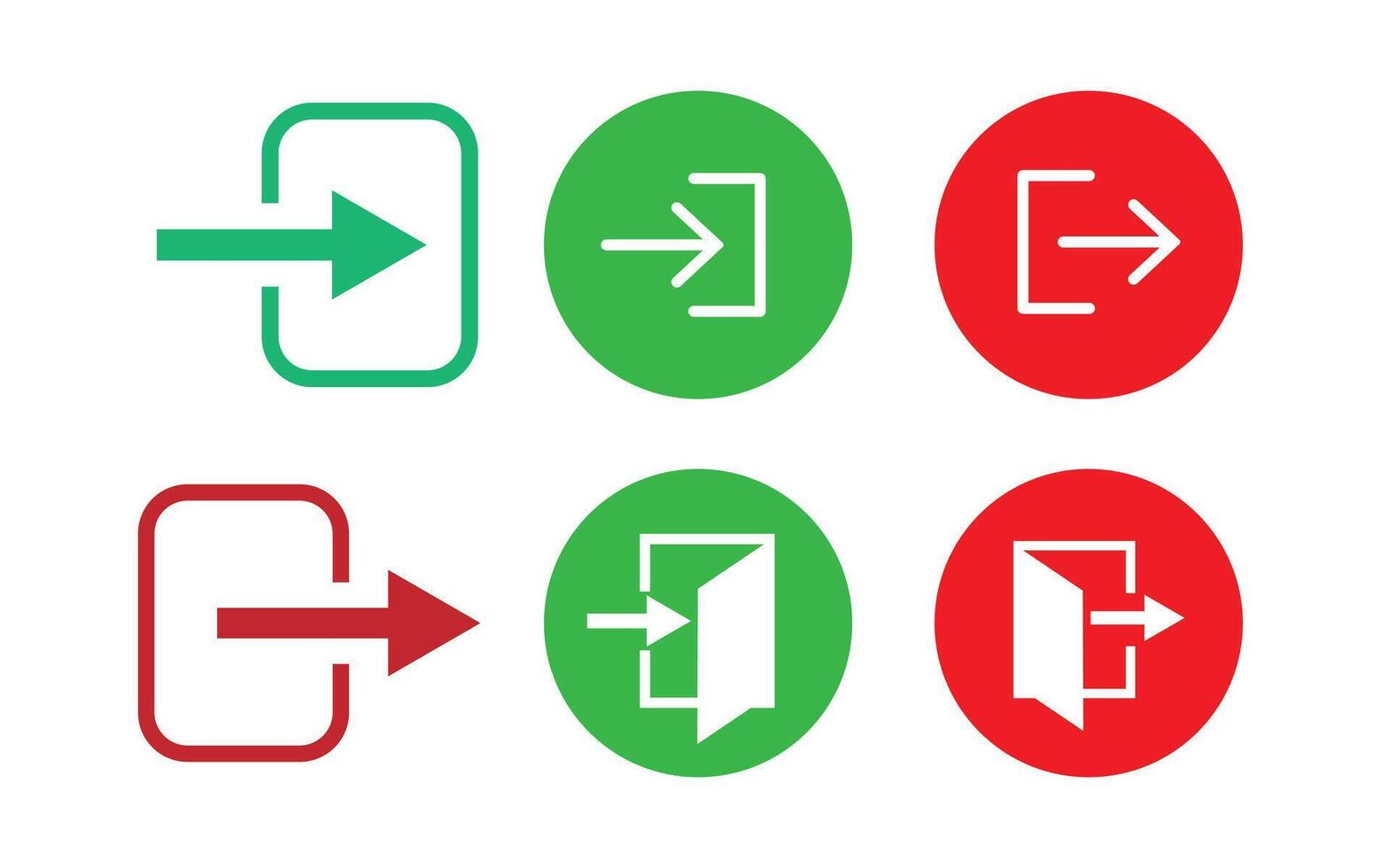 log in and Logout icon in red and green color. Sign in and sign out symbol. Entrance and exit sign icon. flat style. vector