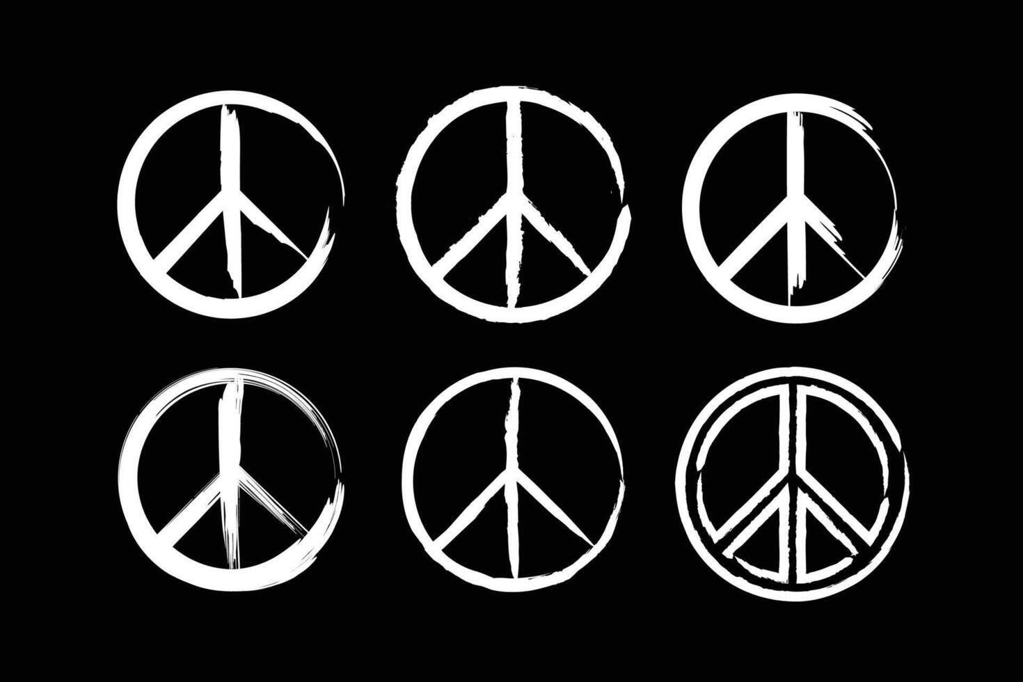 white brash Line Peace Icon Or Symbol. vector