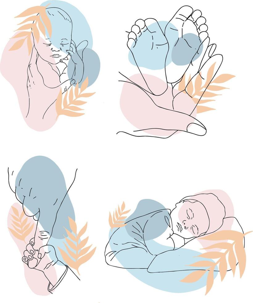 a set of contour illustrations about children vector