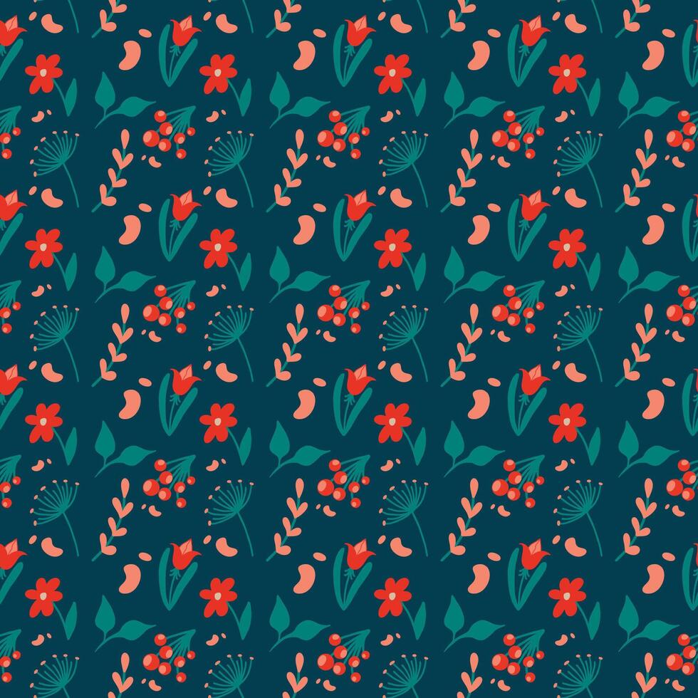 pattern of flowers on a dark background vector