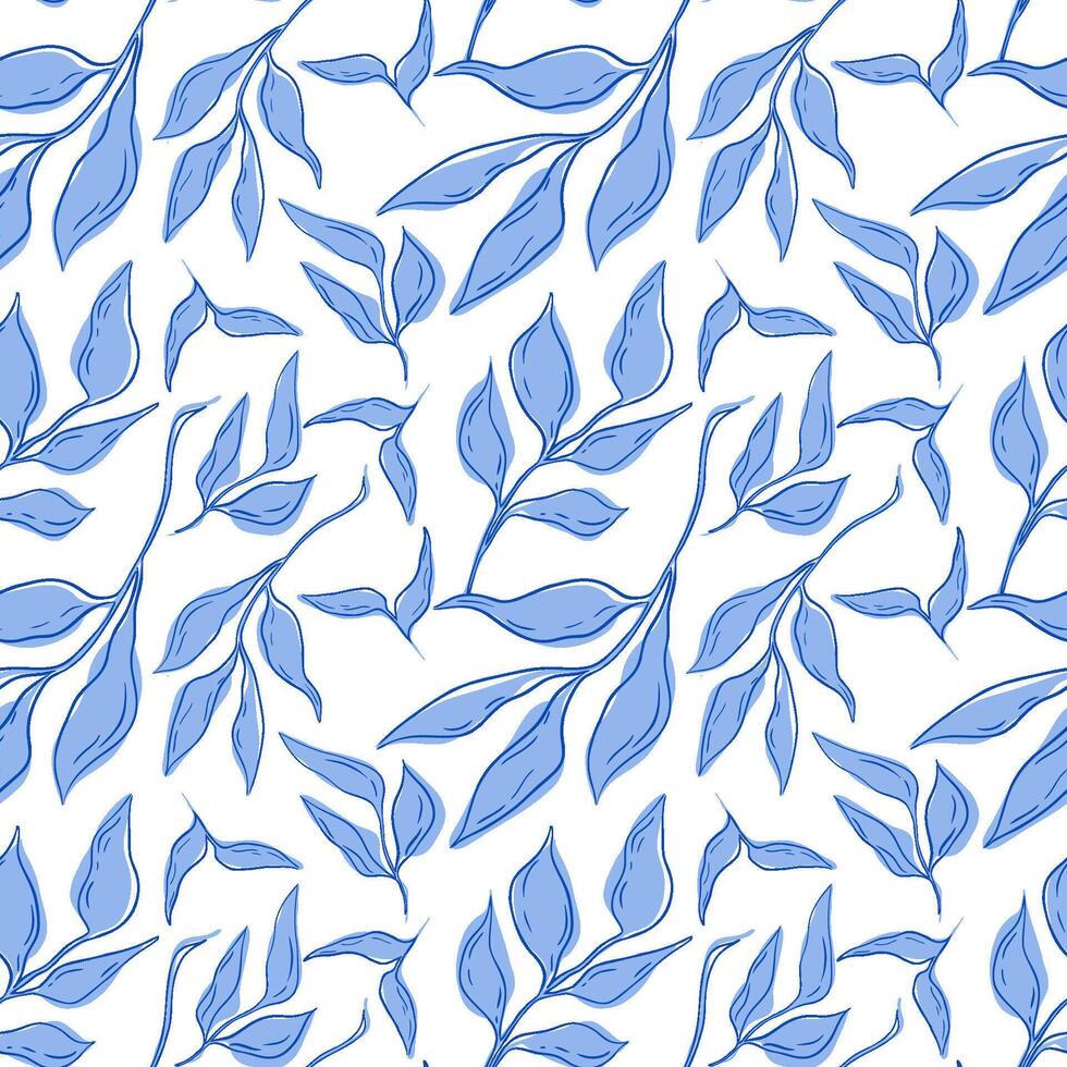 A pattern with delicate blue leaves vector