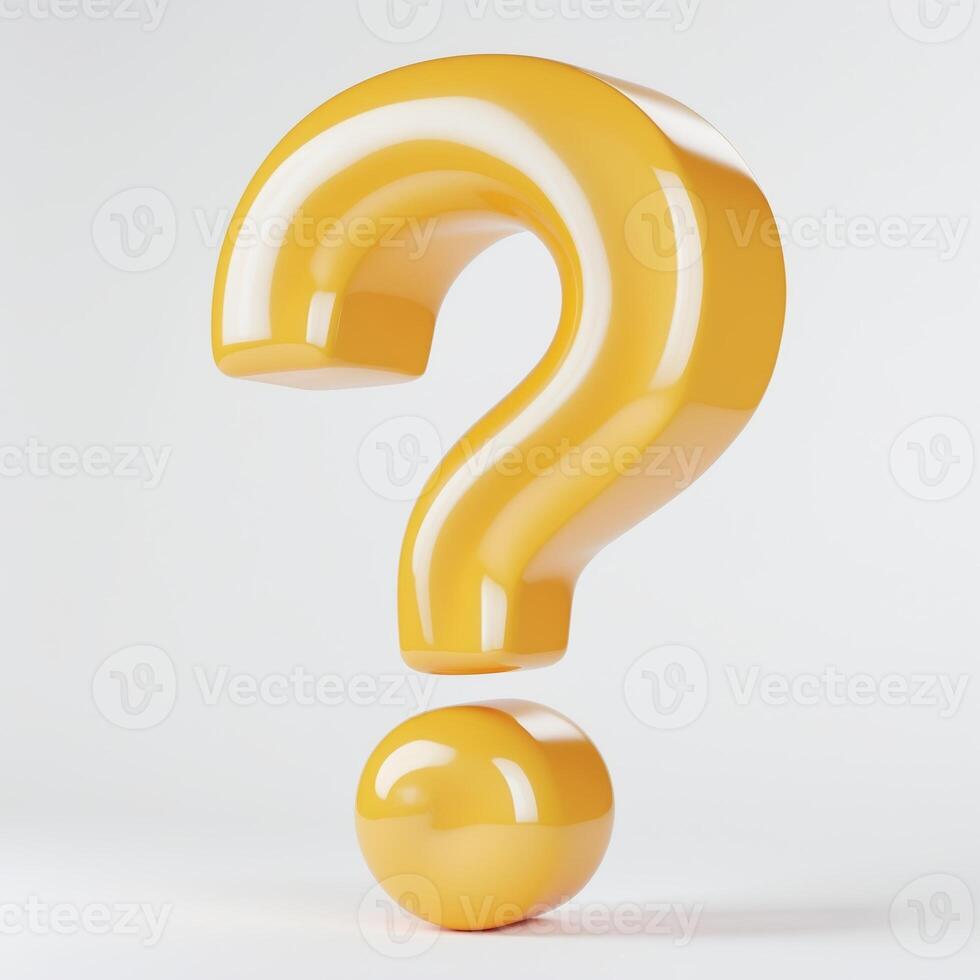 A yellow question mark on a white background photo