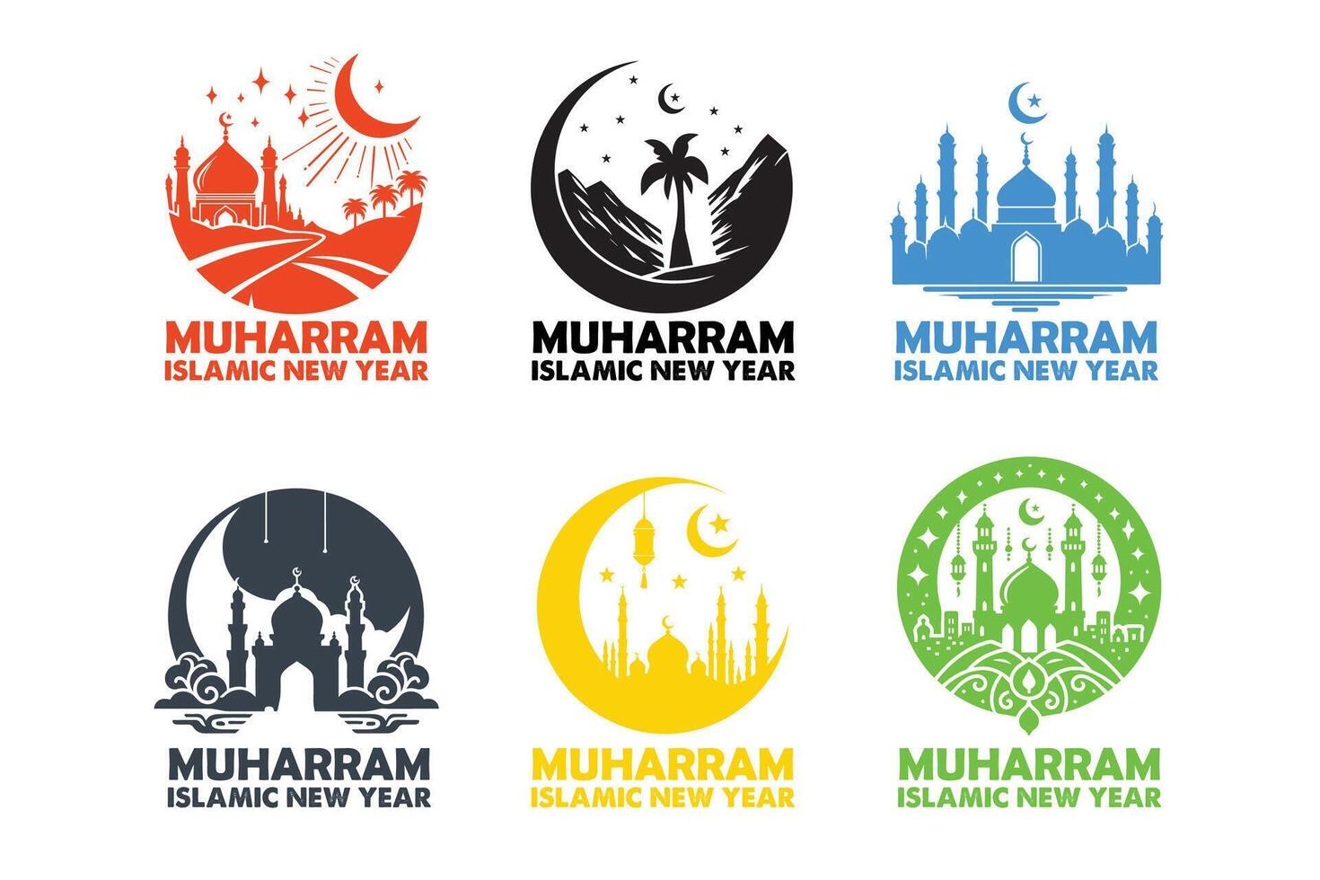 Muharram Islamic New Year silhouette illustration art Design vector