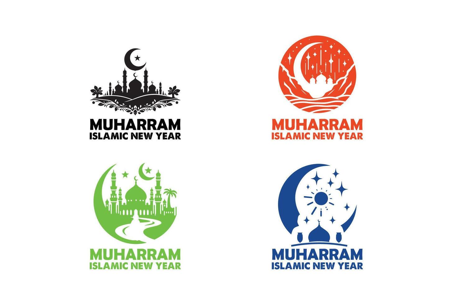 Muharram Islamic New Year silhouette illustration Design vector
