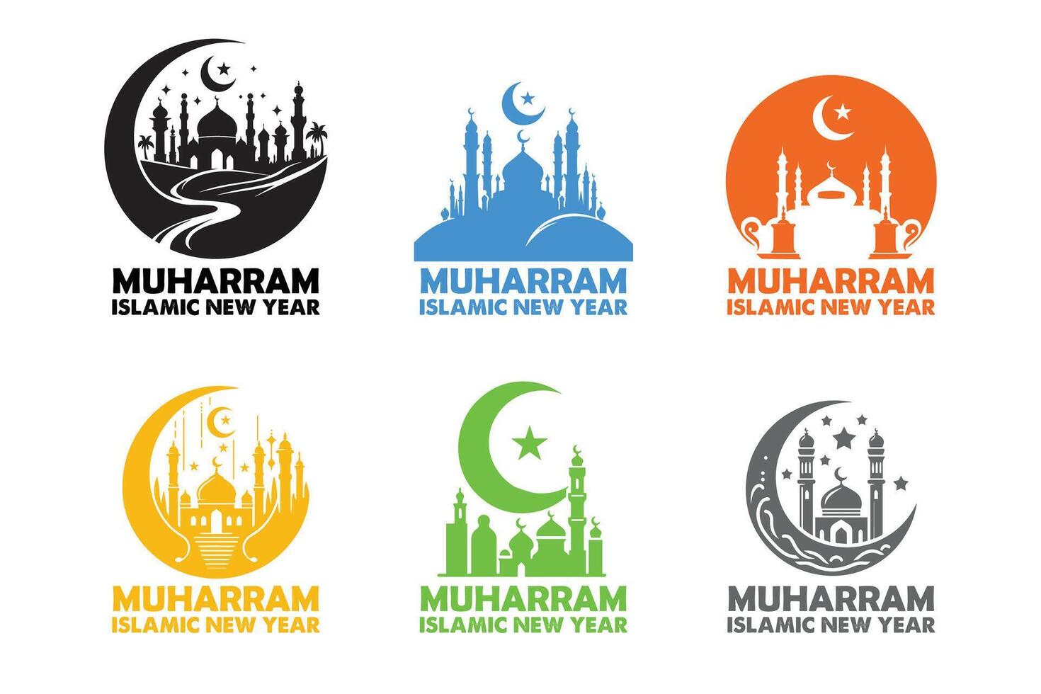Muharram Islamic New Year symbol silhouette illustration vector