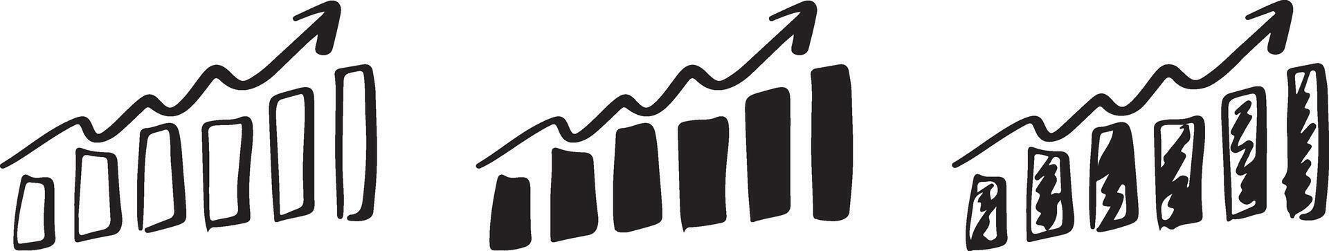 Set of Statistics Bars Silhouettes vector