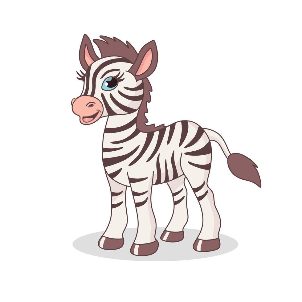 of cartoon zebra illustration on white vector