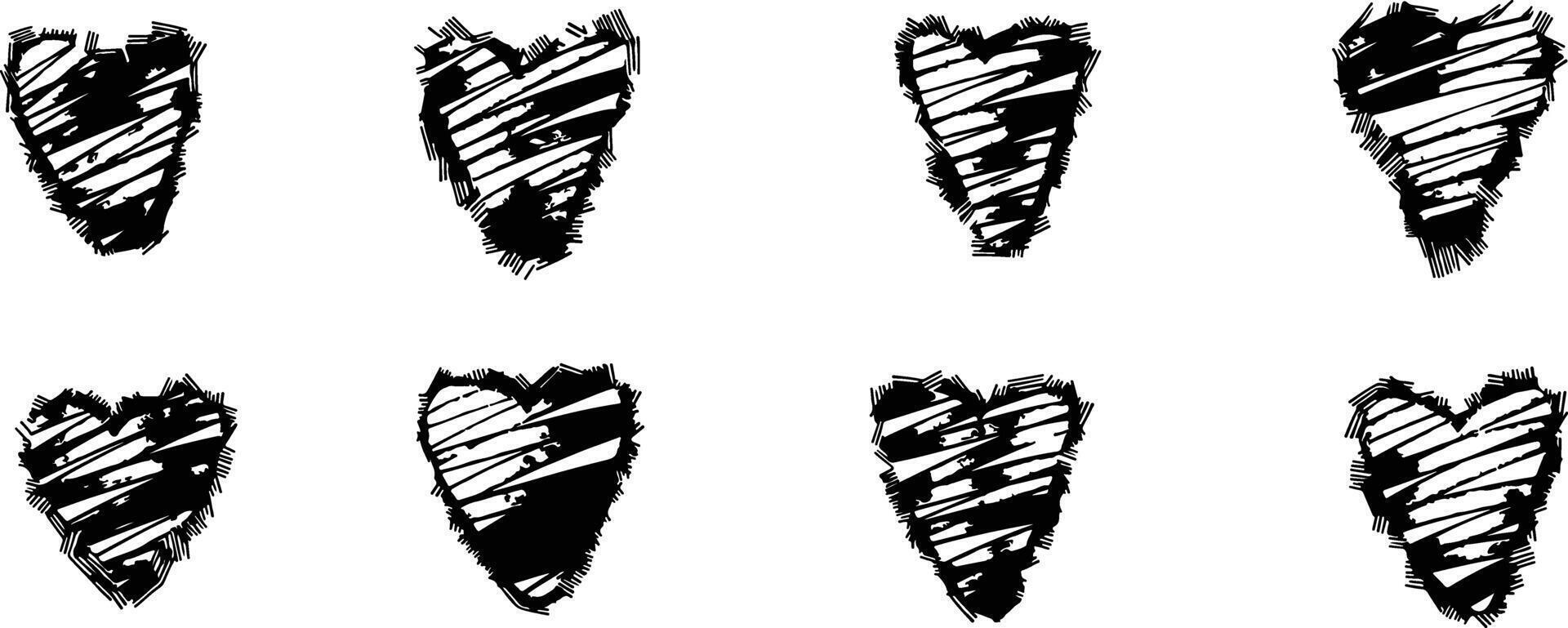 Set of Eight Hearts vector