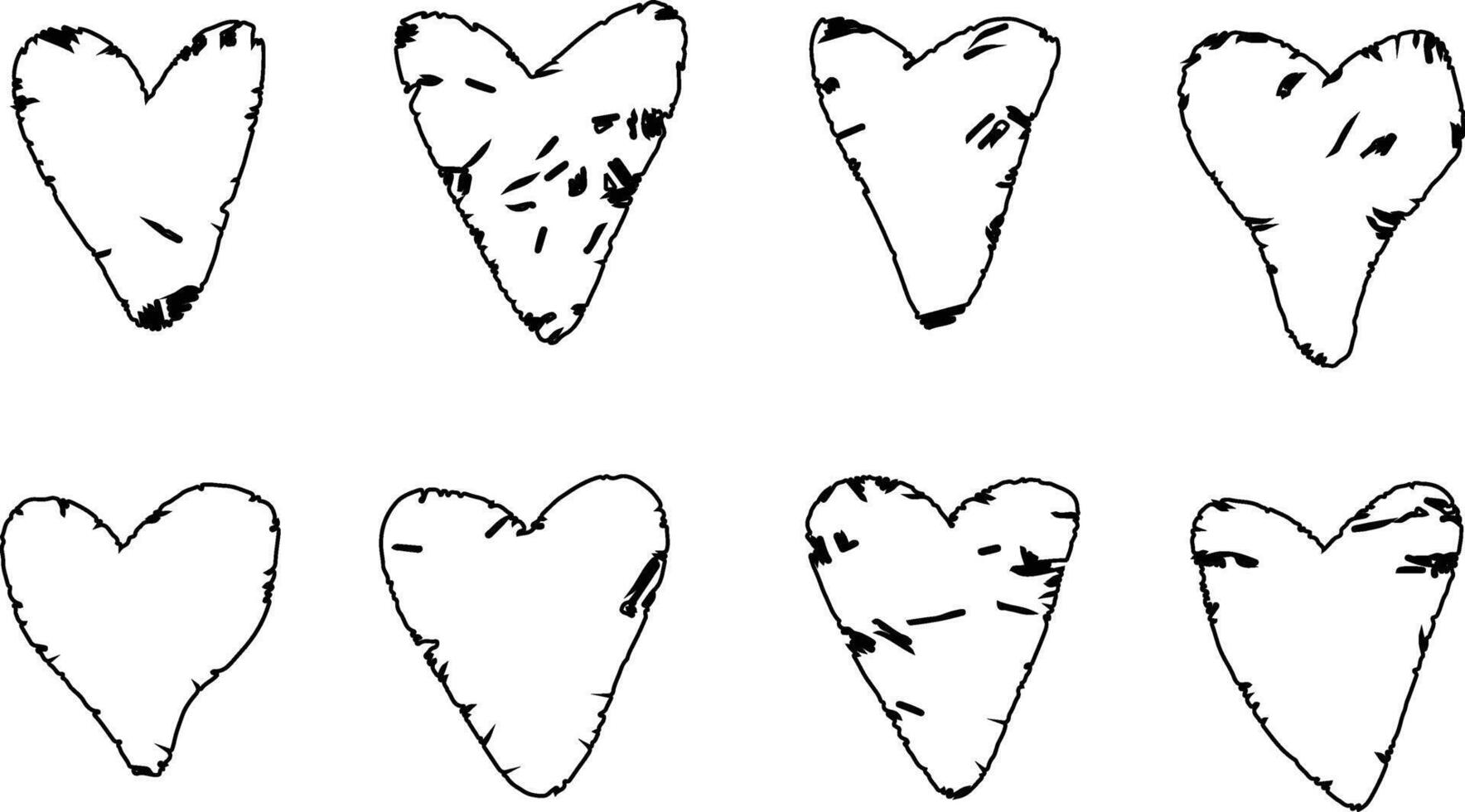 Set of Grung Hearts Silhouettes vector