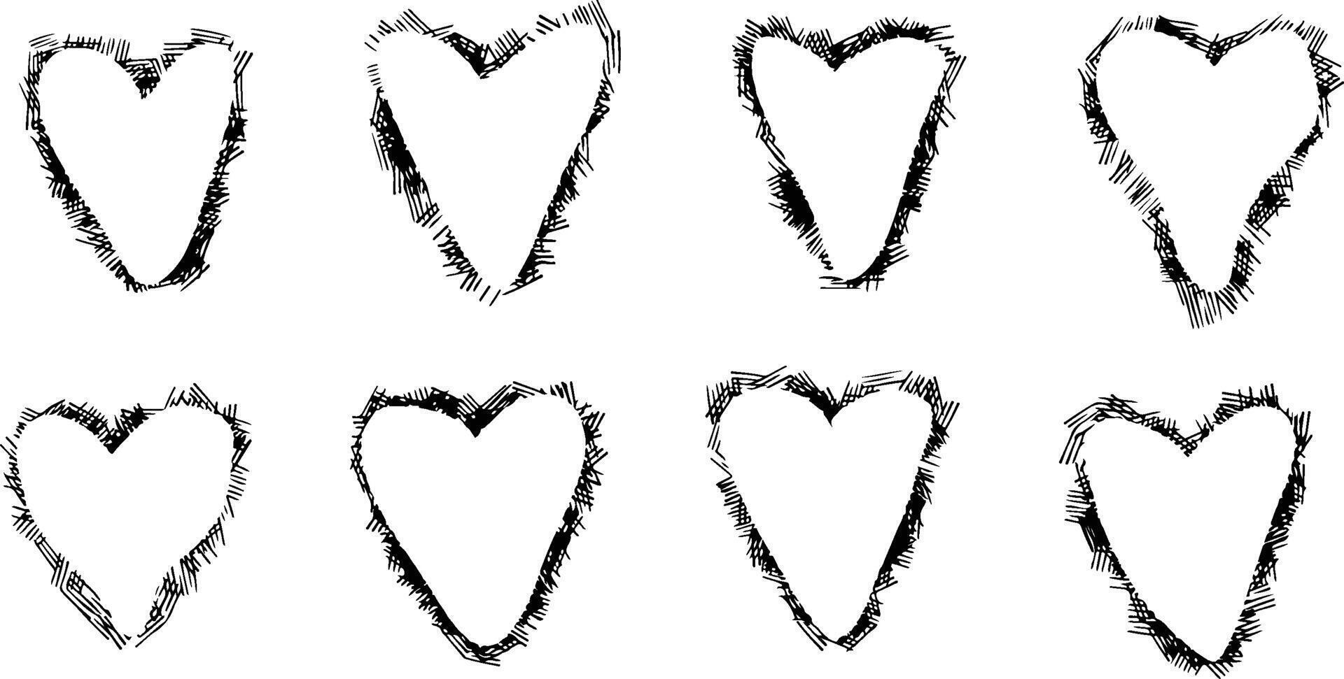 Set of Hearts Silhouettes vector