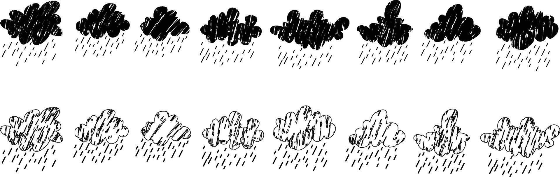 Set of Raining Clouds vector
