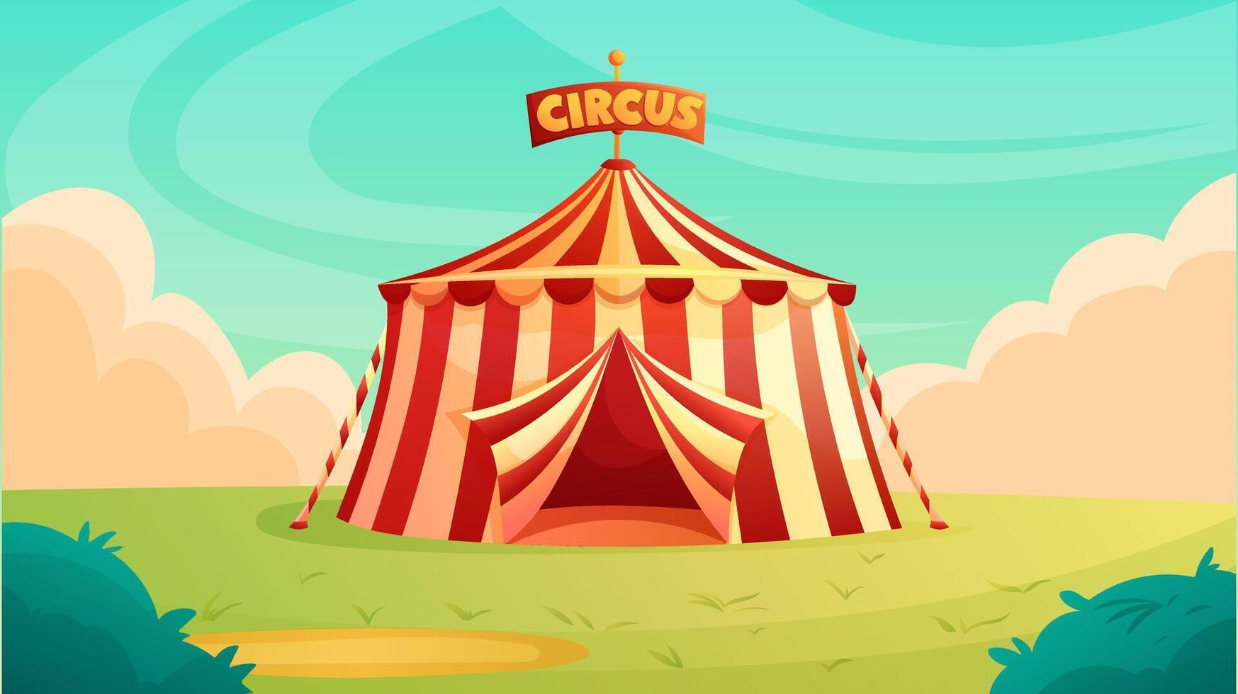 vintage circus striped tent outdoors during daytime vector