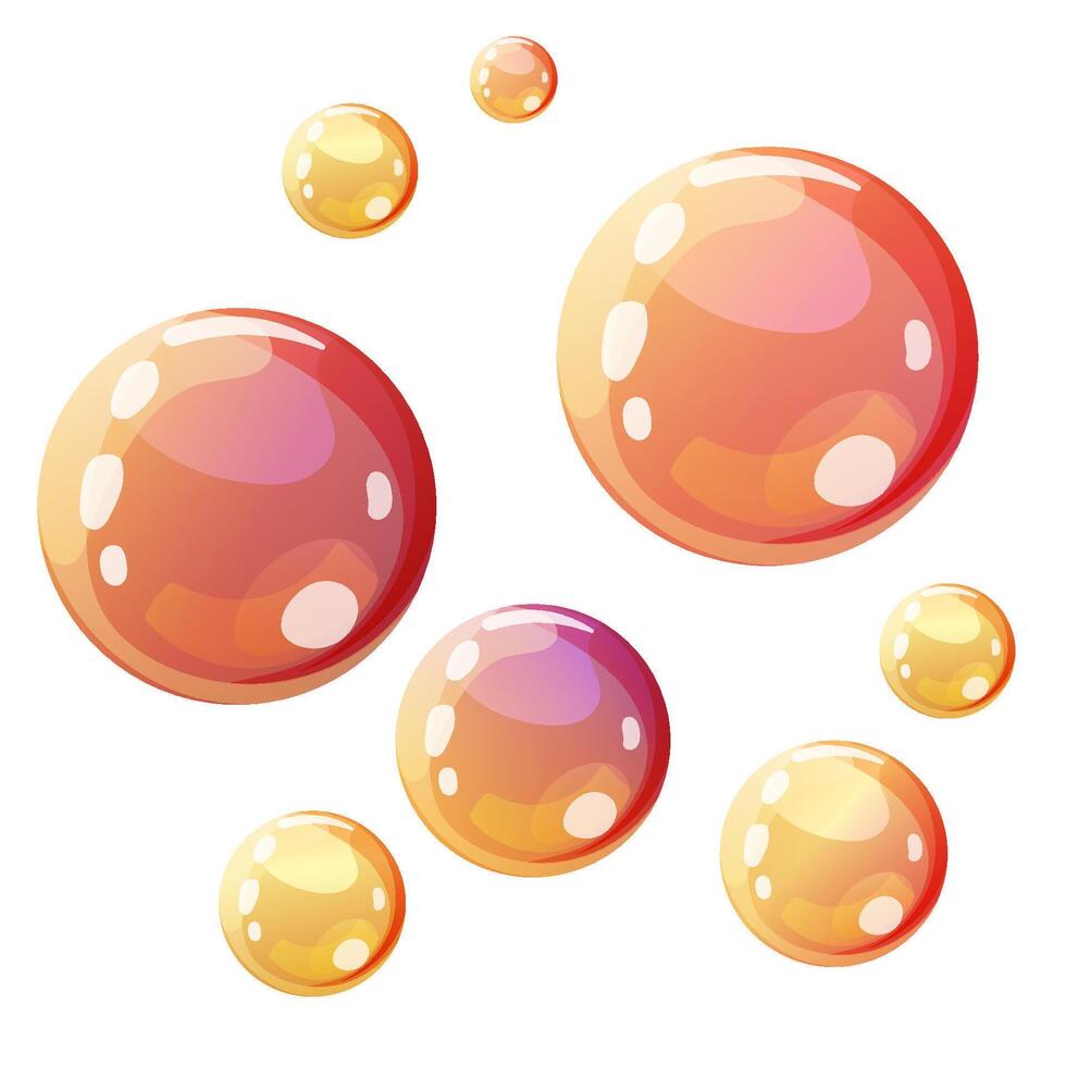 bright soap bubbles set with rainbow reflection vector
