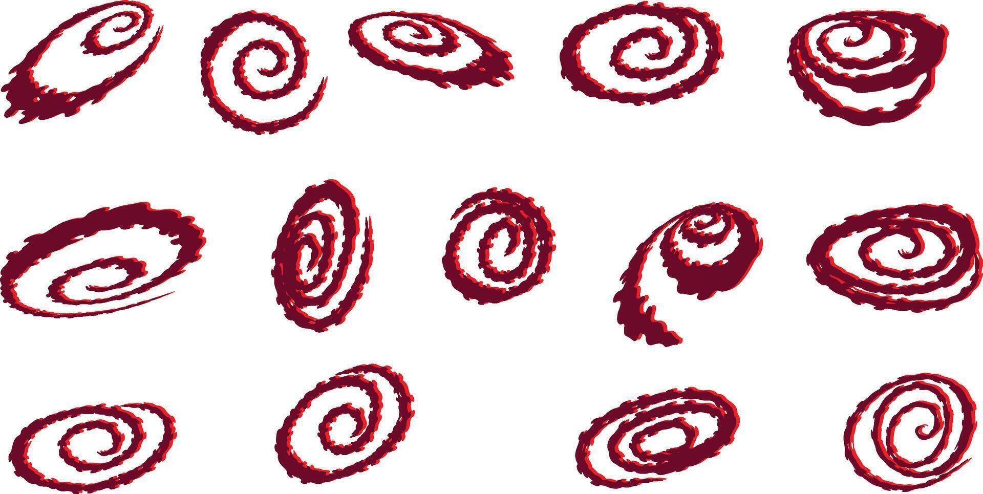 Set of Red Scary Spirals vector
