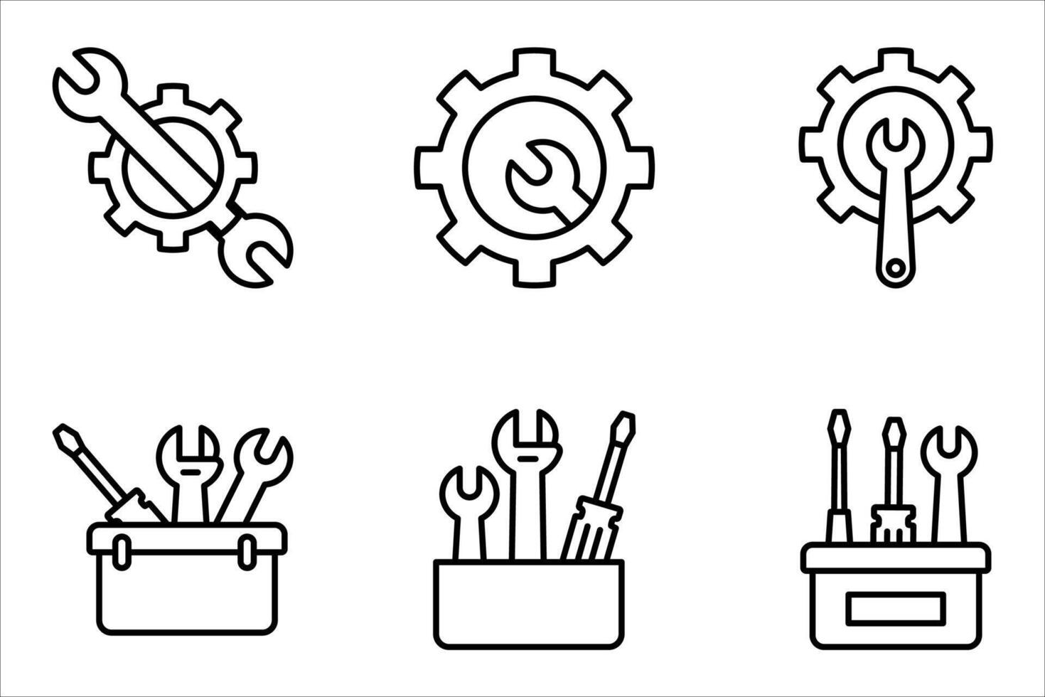 Simple Repair Related Line Icons set Collection. Contains Icons such as Screwdriver, Technician, Wrench, Gear., vector