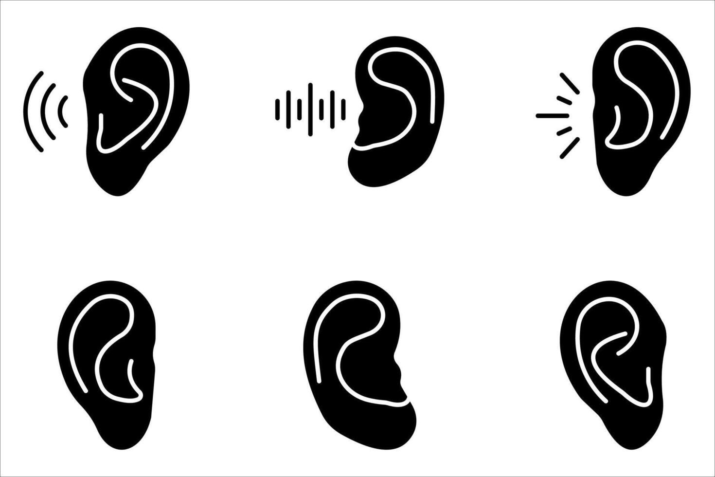 Set of ear icons, vector