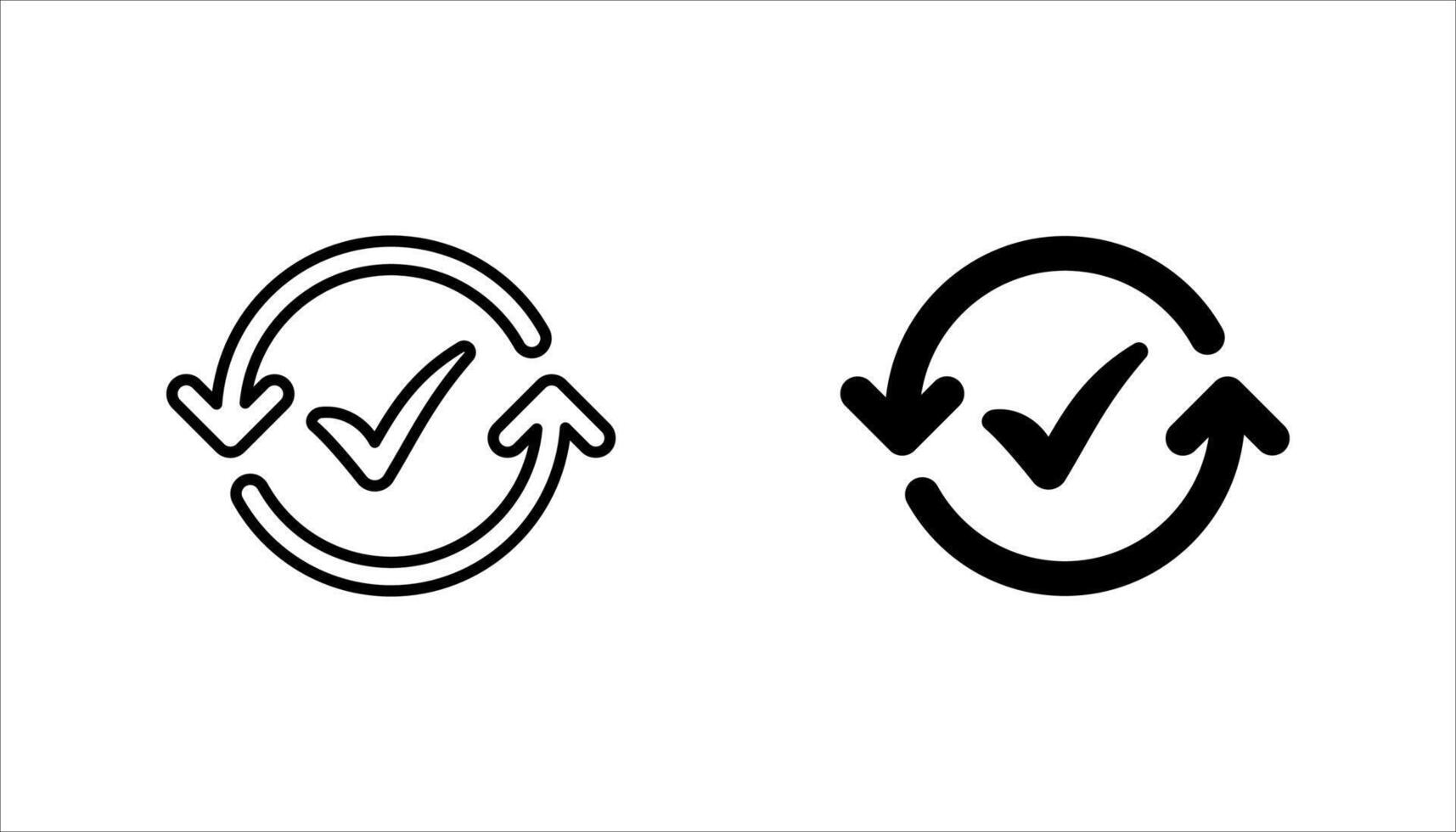 Checking process linear icon set,. Successfully checked. Check mark with circle arrows. illustration on white background vector