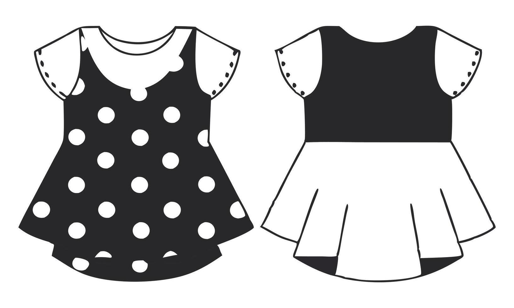 Two baby dresses with polka dots on white background vector
