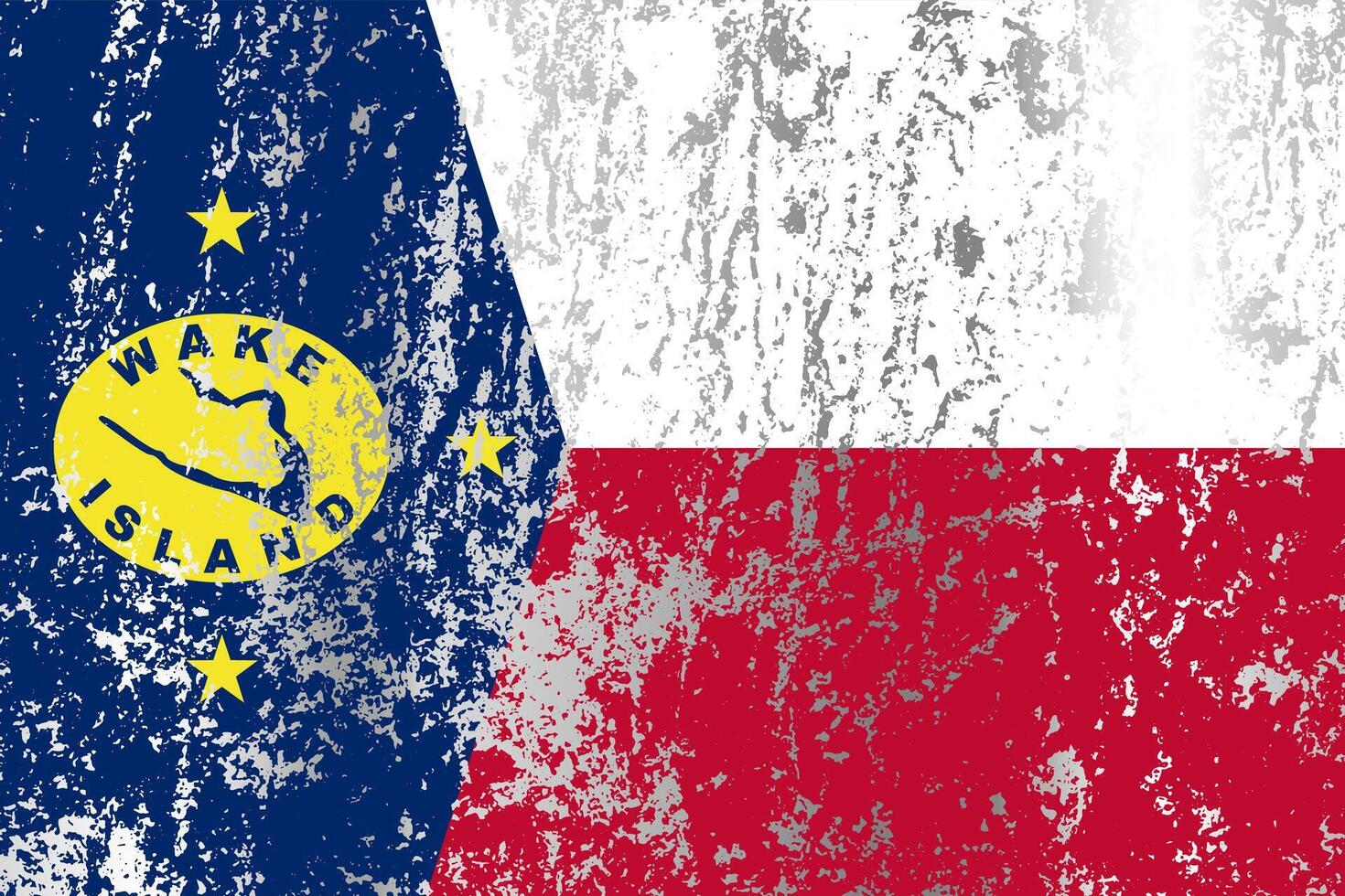 Wake Island flag with grunge effect. vector