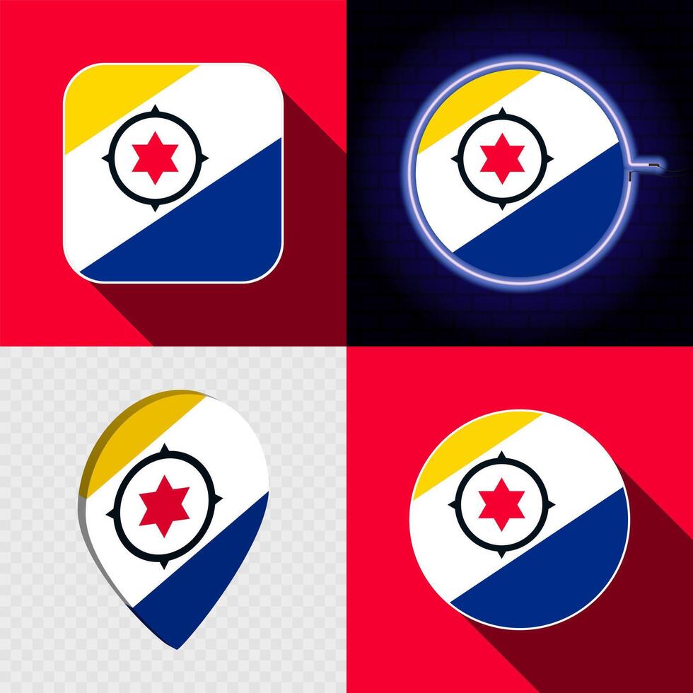 Set of modern icons with the national flag of Bonaire. vector