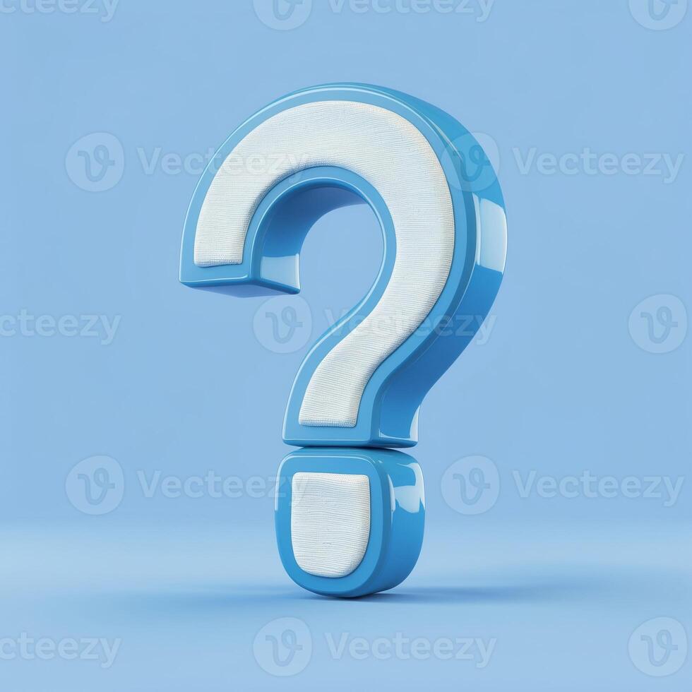 Question mark on blue background 3d render photo