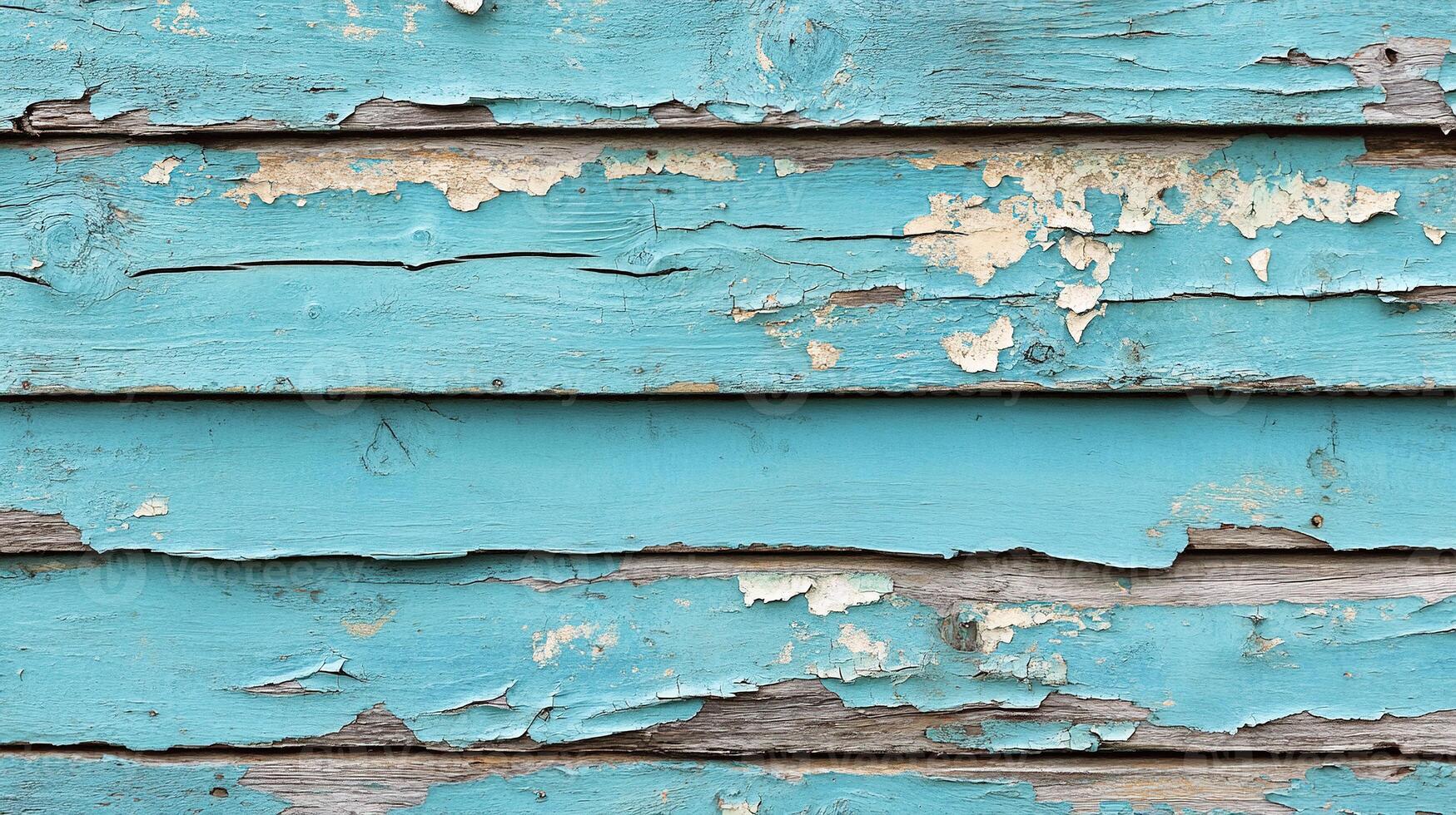 Weathered Teal Painted Wood Cladding with Extensive Peeling and Cracks photo