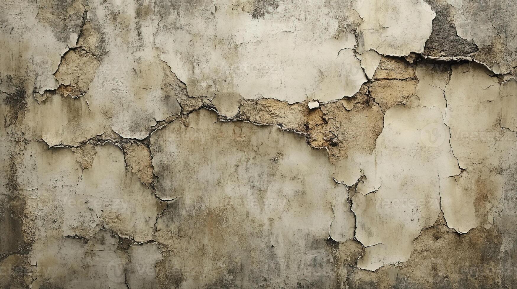 Distressed Surface of Aged Building Wall with Eroded Plaster Layers and Natural Weathering photo