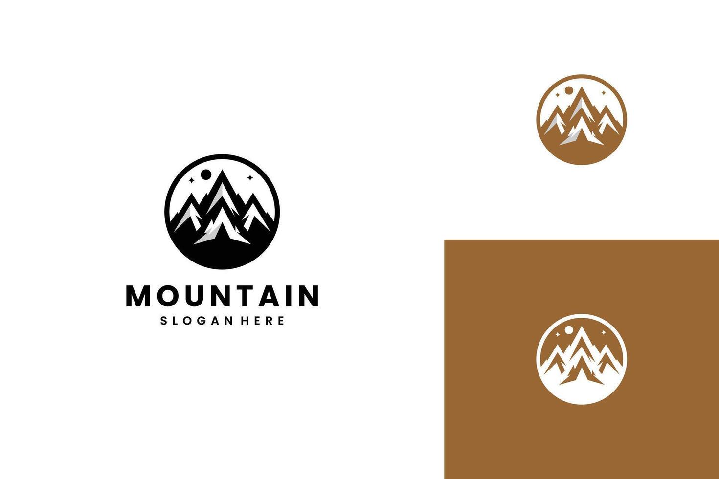 UntitMountain peak summit logo design black brown color vector