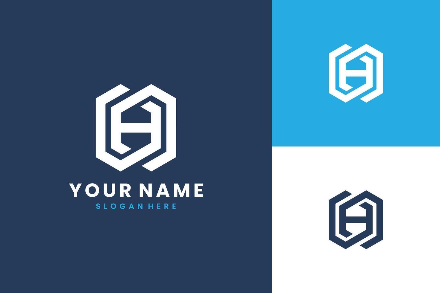 illustrations letter or initial h logo design, abstract hexagon shape. vector