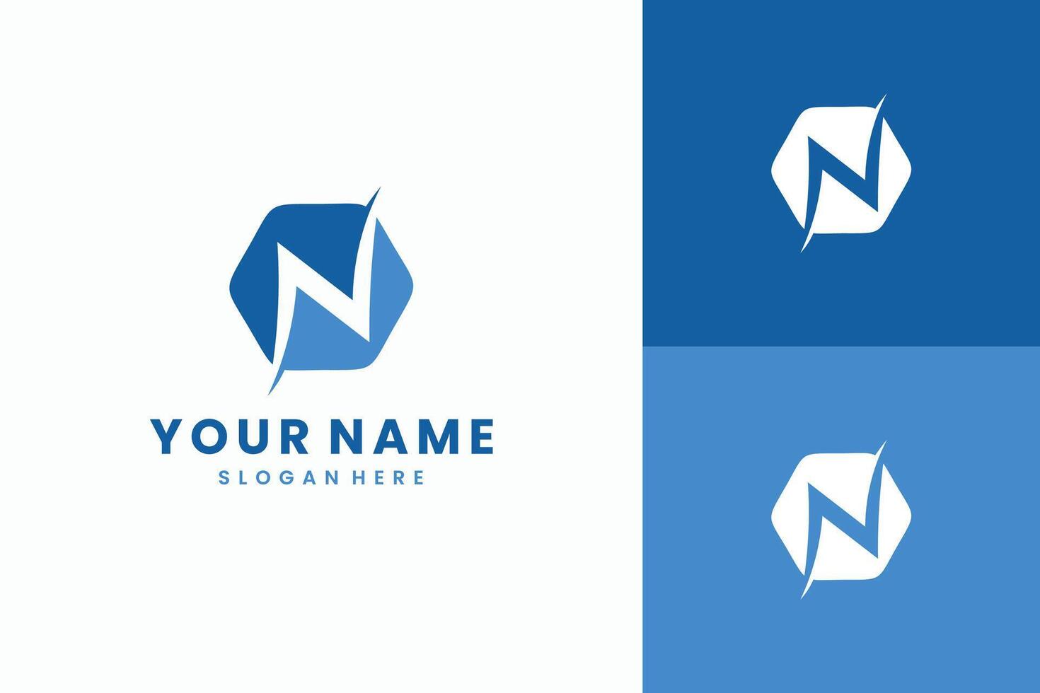 letter n with hexagon logo icon design template creative vector