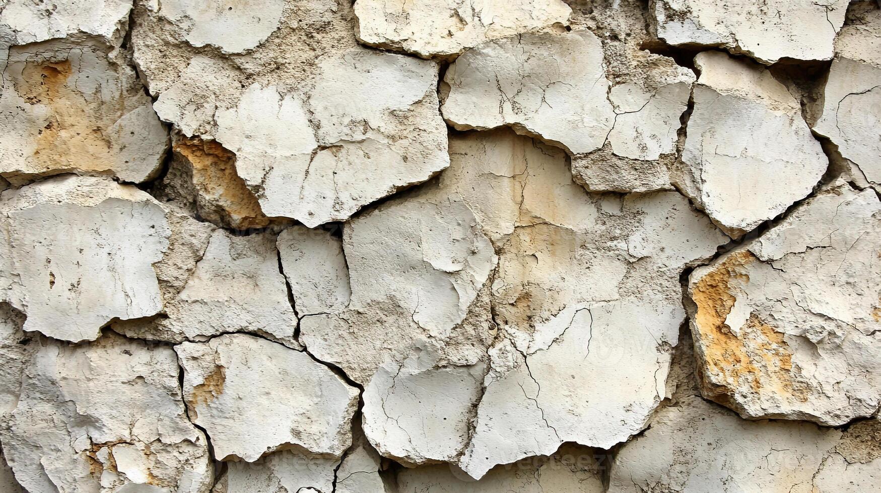 Detailed Grungy Wall with Peeling Plaster, Deep Cracks, and Natural Aging Patterns photo