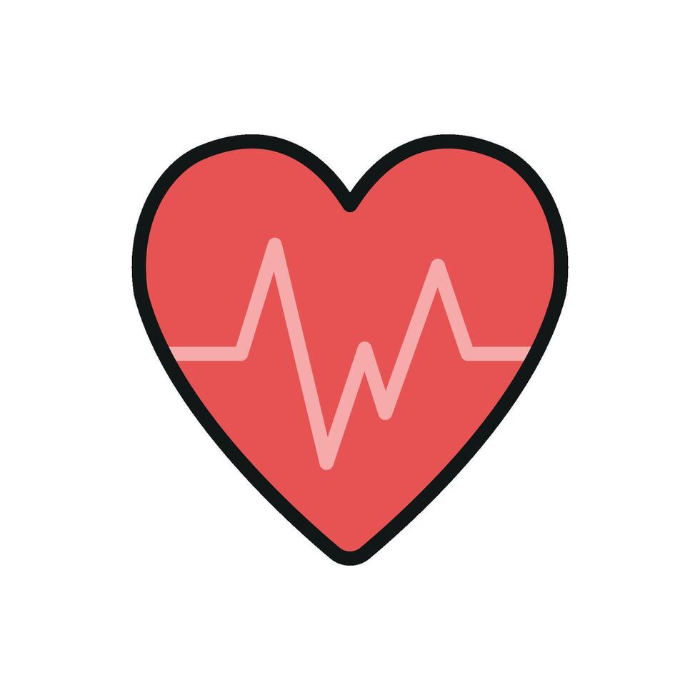 Heart with pulse icon represents cardiovascular health and wellness ideal for hospital branding and fitness illustrations vector