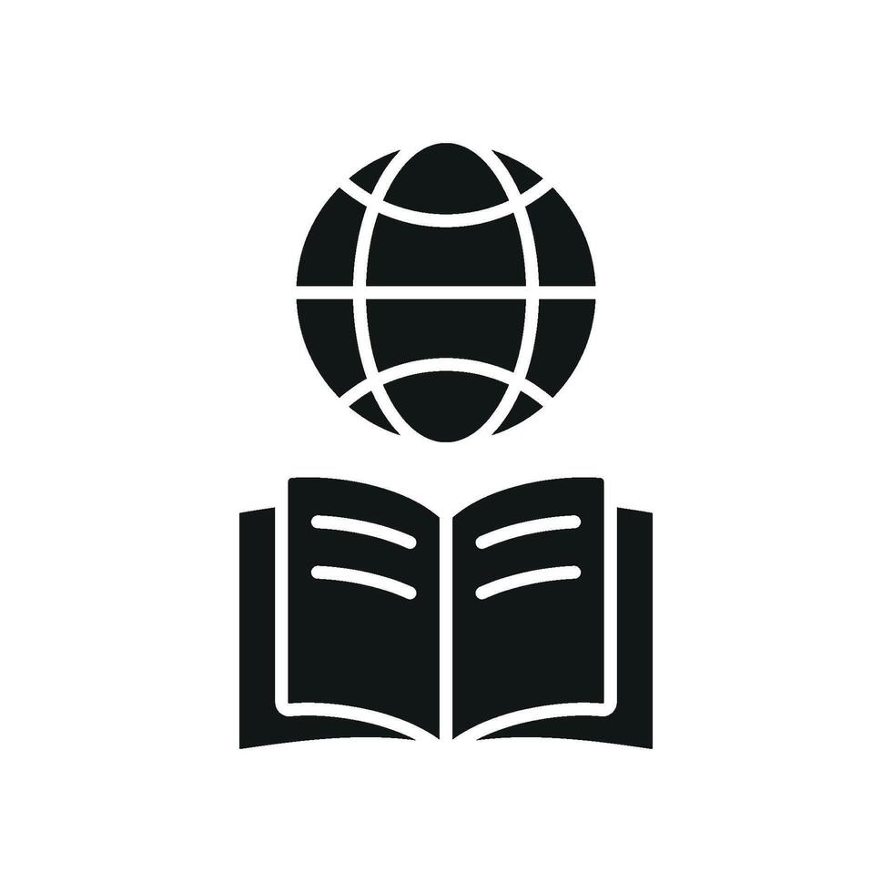 Book with world globe icon highlights global understanding and knowledge perfect for international educational programs and cultural exploration graphics vector