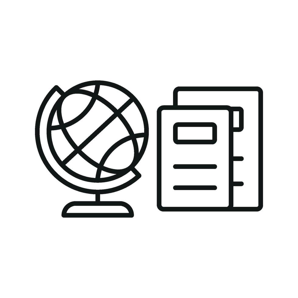 Book with world globe icon showcases learning and cultural connection ideal for promoting global literacy, education, and cross-cultural understanding vector