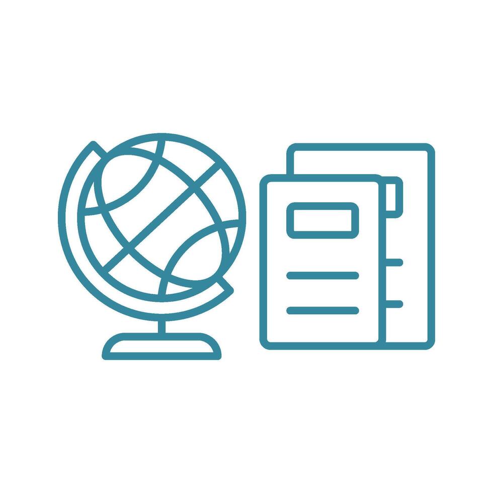 Book with world globe icon represents knowledge, exploration, and worldwide education ideal for literacy programs and cultural awareness designs vector