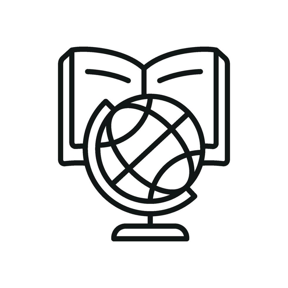 Book with world globe icon symbolizes education and worldwide knowledge sharing perfect for literacy campaigns and cross-cultural exchange vector