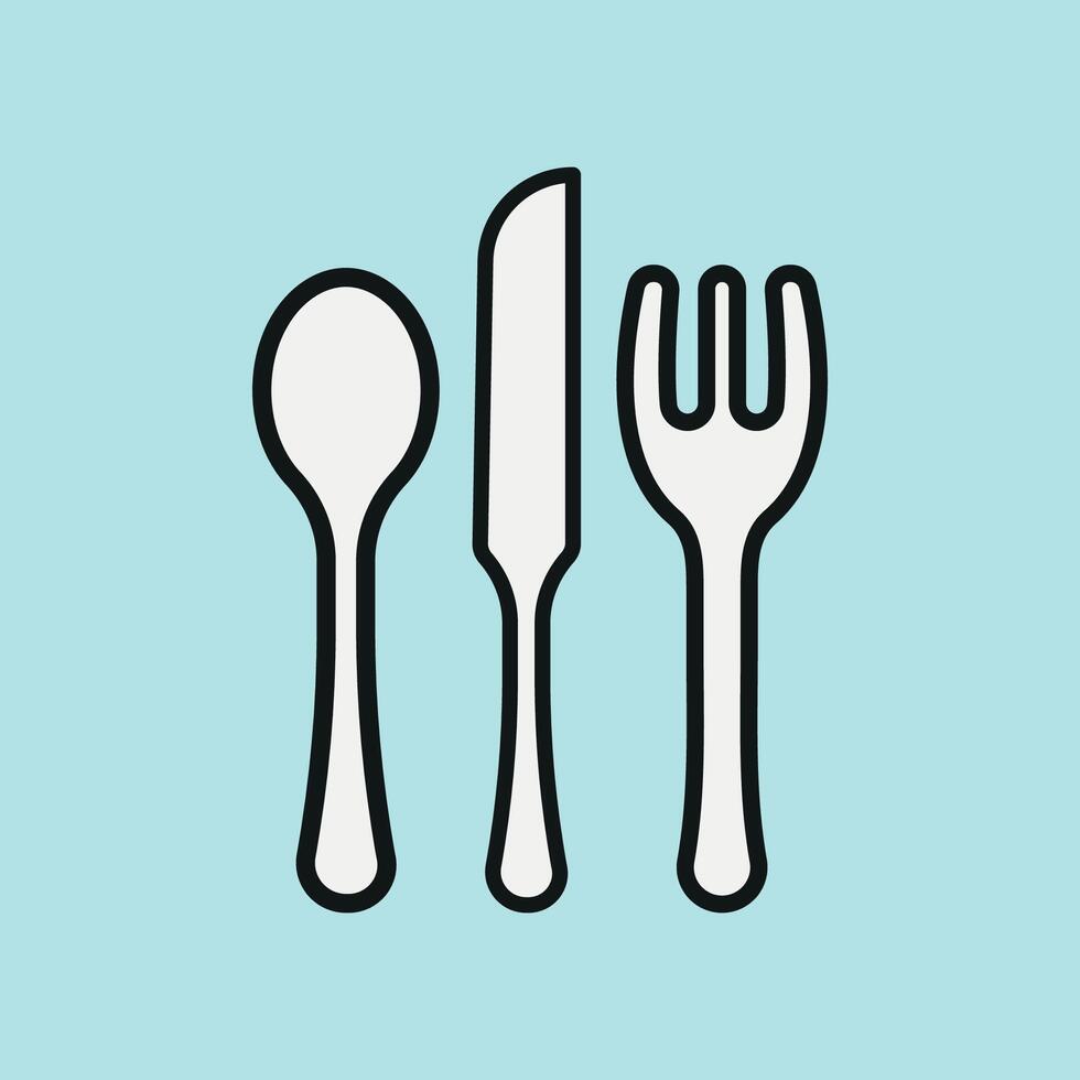Spoon fork and knife icon represents essential cutlery for dining, cooking, and table setting in food-related visuals vector