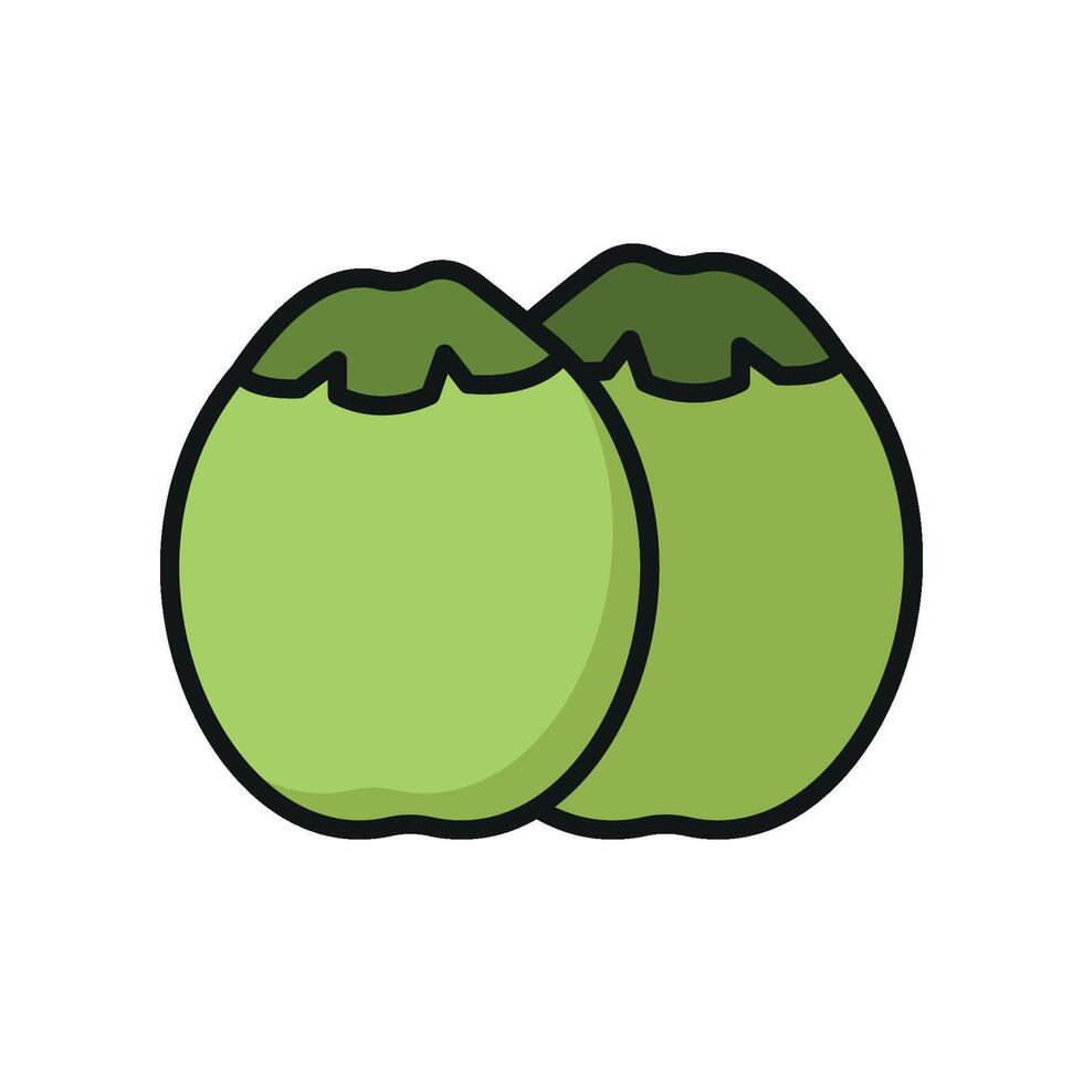 Coconut icon showcases a sweet and nutritious fruit, ideal for smoothie recipes, snacks, vector