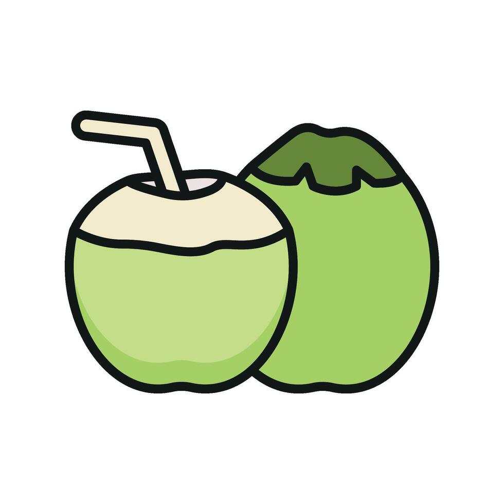 Coconut icon highlights the versatility of coconut in drinks, desserts, and health recipes, perfect for food packaging and culinary visuals vector