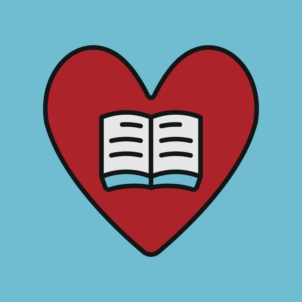 Books forming heart shape icon highlights the emotional connection to books and storytelling ideal for International Book Day visuals vector