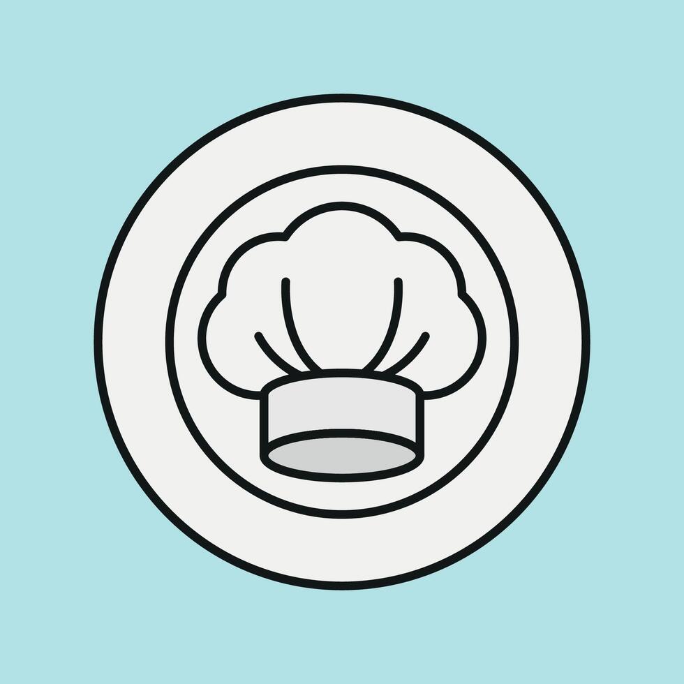 Chef hat and plate set icon highlights the art of cooking, meal plating, and kitchen creativity, perfect for chef logos and food service vector