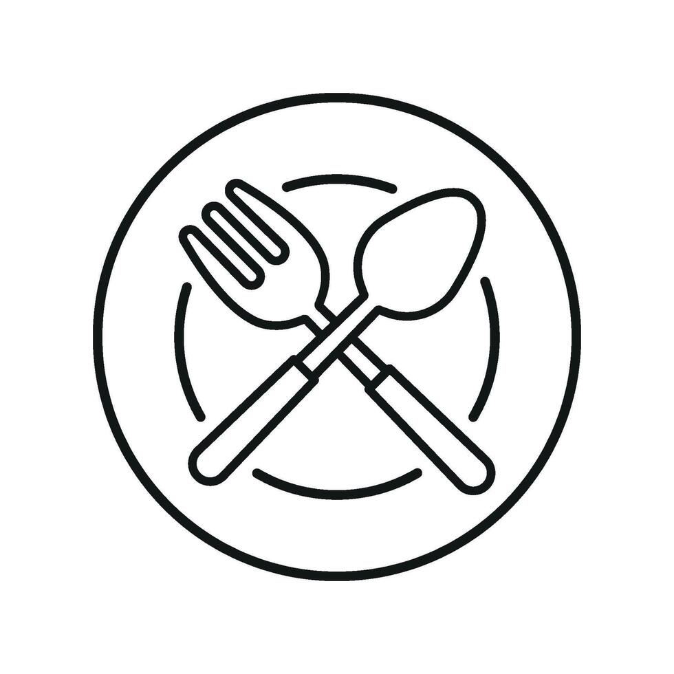 Spoon fork plate icon set highlights everyday tableware used in homes, cafes, and food delivery promotions vector